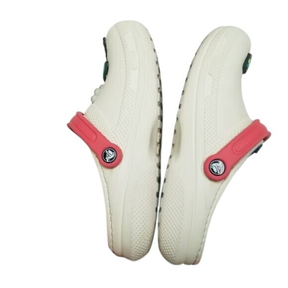 Crocs White Red‎ Blue Mario-Themed Jibbitz Charms Red Strap W8/M6 Unisex - Picture 9 of 14